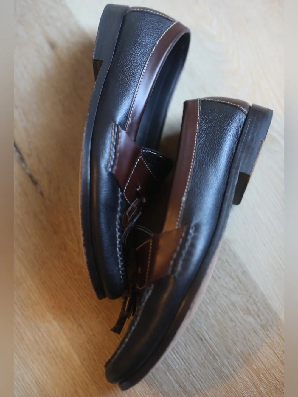 Cole Haan Two-Tone Brown Leather Tassel Loafers 9.5